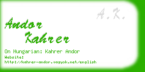 andor kahrer business card